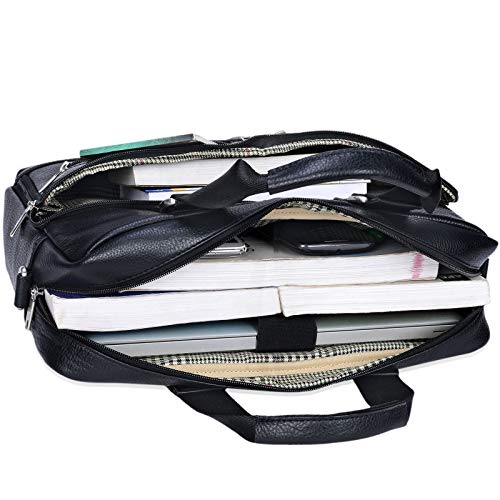 STILORD 'Vito' Bolso de Negocios de Piel para Hombres y Mujeres Bolsa para portátil de 14' Bolso Bandolera para Universidad Trabajo Estudiantes o Profesor, Color:Negro