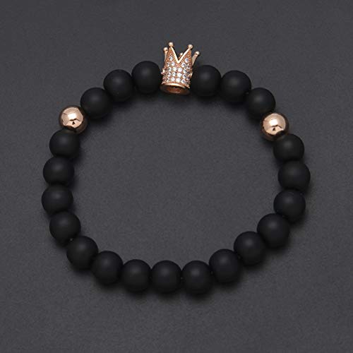 Street Dance - Pulsera de ágata negra mate con microincrustaciones de circonita, diseño de hip-hop (oro, plata, gris arma, oro rosa), joyería de regalo, 123, color, gungray