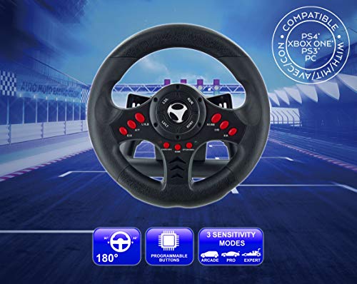Subsonic - Volant Racing Wheel Universal avec pédalier pour Playstation 4 - PS4 Slim - PS4 Pro - Xbox One - Xbox one S - PS3 [Importación francesa]