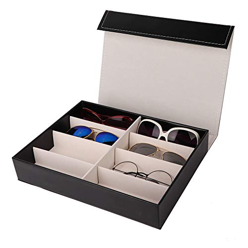 Suchinm Caja de presentación de Gafas, 8 Rejillas Gafas de Cuero de la PU Gafas Gafas de Sol Estuche de Almacenamiento Organizador para mesas de Noche Mesas de Noche