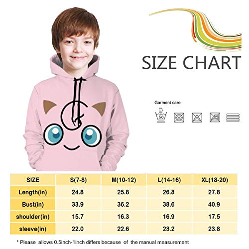 Sudadera con Capucha niño Kid's/Youth Plus Velvet Hoodies Jigg-lypuff Children's 3D Print Winter Hooded Sweatshirt