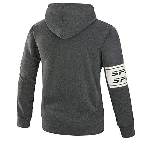 Sudadera con capucha y bolsillo para hombre, con cremallera, para deportes Gris gris oscuro XXL