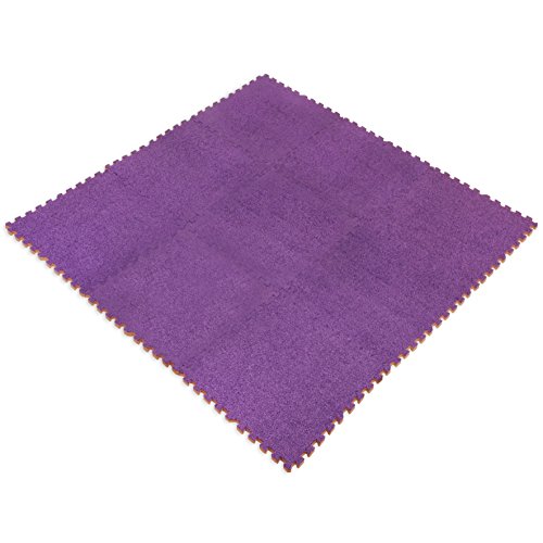 Suelo tatami tipo puzle de espuma, perfecto para protección del suelo, garaje, zonas de ejercicio, salas de yoga, salas de juegos, color morado. Espuma de etileno vinil acetato (9 piezas)