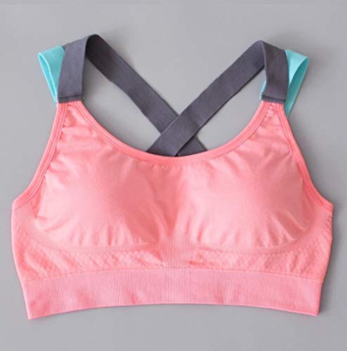 Sujetador Deportivo Mujer Sports Yoga Wire Free Tank Top Mujeres Fitness Push Up Gym Correr Entrenamiento A Prueba De Golpes Chaleco De Secado Rápido-Pink_XL