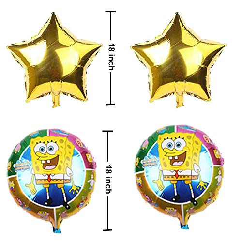 Suministros de globos de fiesta de Bob Esponja, globos de papel de aluminio con personajes de Bob Esponja, pancarta de cumpleaños y globos de látex para niños decoraciones