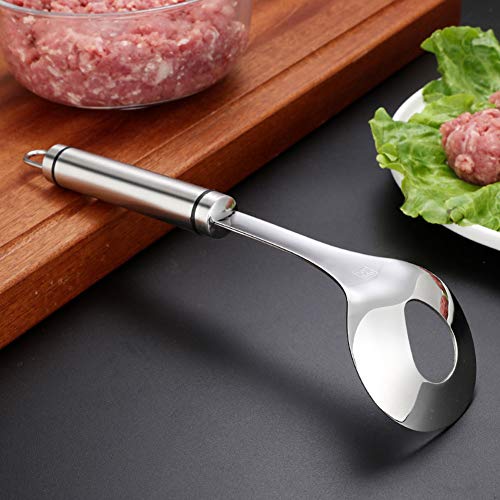 SUNERLORY Fabricante de albóndigas Cocina Cuchara Duradera Acero Inoxidable Mango Largo Accesorios para moldes caseros Herramienta de Cocina Antiadherente Bar Comedor DIY