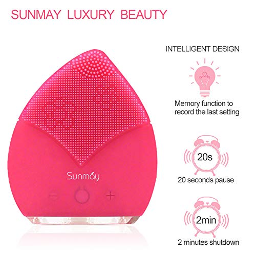 【Sunmay Leaf】SUNMAY Sonico Limpiador Facial y Masajeador, Silicona Orgánica Recargable Waterproof Masaje Facial, Anti-Aging Limpiador de piel y Deep Exfoliator para Facial Polaco y Scrub