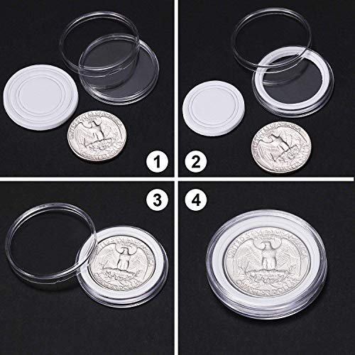 Sunnysam Cápsulas de Monedas de 30 mm y 5 tamaños (17/20/25/27/30 mm) Caja Protectora de Monedas con Caja organizadora de Almacenamiento para Suministros de recolección de Monedas (100 Piezas)