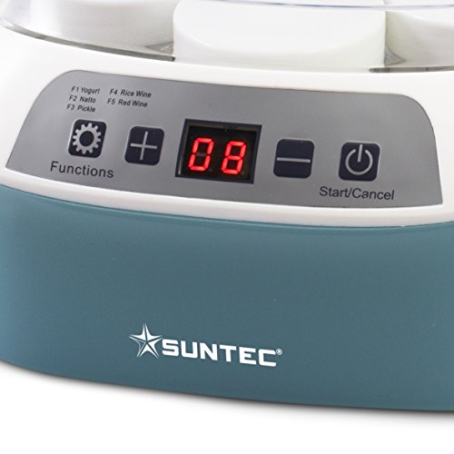 SUNTEC yogurtera YOG-8588 Digital [para Hacer Yogur/Vino/Kimchi/natto casero, etc, 6 recipientes de 170 ml, fermentación Moderada a 25-45 °C, Temporizador, máx. 20 W]