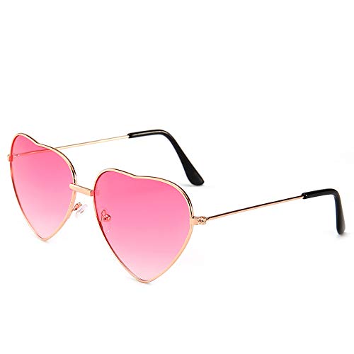 Sunwd Gafas de Sol para Hombre y Mujer, Love Heart Shaped Sunglasses Women Metal Frame Retro Sun Glasses Vintage Gold Frame Candy Color Eyewear UV400 C4 Green yellow