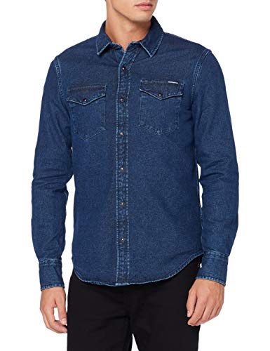 Superdry Resurrection L/s Shirt Camisa, Azul (Durango Mid Blue T6t), S para Hombre