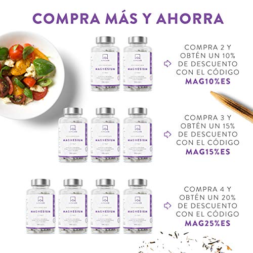 Suplemento de Citrato de Magnesio [ 400 mg ] de AAVALABS - Aumenta Testosterona Energía Rendimiento Deportivo Reduce Cansancio Mejor Sueño Alta Concentración – Vegano - 180 Cápsulas