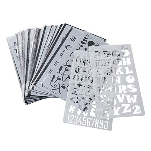 SUPVOX 24PCS Plantilla de pintura hueca Número de planificador de letras plantillas huecas Plantilla de dibujo DIY Plantilla Stencil plantilla de dibujo scrapbooking bricolaje (Blanco)