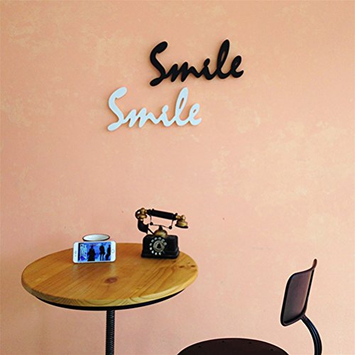 SUPVOX Smile Letrero de Madera Decoración para Hogar Colgante Decorativo Signo de Palabra Recorte Palabra Decoración de Pared Apoyos de Fotos (Blanco)