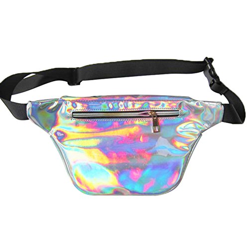 Surenhap Bolsa De Riñonera de Neón Brillante Resistente al Agua para Mujeres Rave Fiesta Holograma Bum Recorrido Paquete de la Cintura