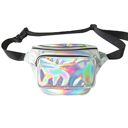 Surenhap Bolsa De Riñonera de Neón Brillante Resistente al Agua para Mujeres Rave Fiesta Holograma Bum Recorrido Paquete de la Cintura