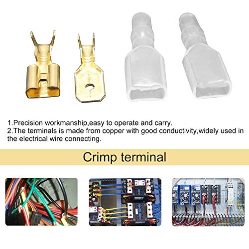 Surobayuusaku 200PCS/50Pairs 2.8mm/6.3mm/4.8mm Crimp Terminals Sleeve Wire Wrap Female Male Spade Connector for 22-16 AWG 0.5mm2-1.5mm2