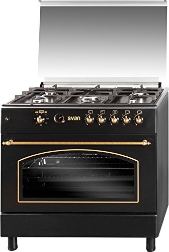 SVAN SVK9561FN Range cooker Encimera de gas Negro - Cocina (Range cooker, Negro, Giratorio, Frente, Mecánico, Encimera de gas)
