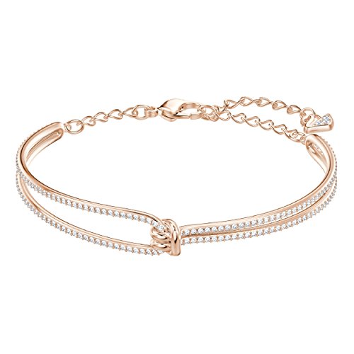 Swarovski pulsera Lifelong, blanco, Baño en tono Oro Rosa