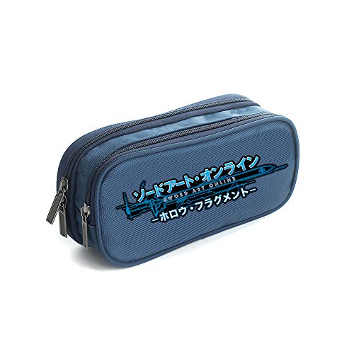 Sword Art Online Estuche de Lápices Cajas de lápices Impresas de Lona de Gran Capacidad con un Bolso de Cremallera (Color : Blue02, Size : 21 X 7 X 10cm)