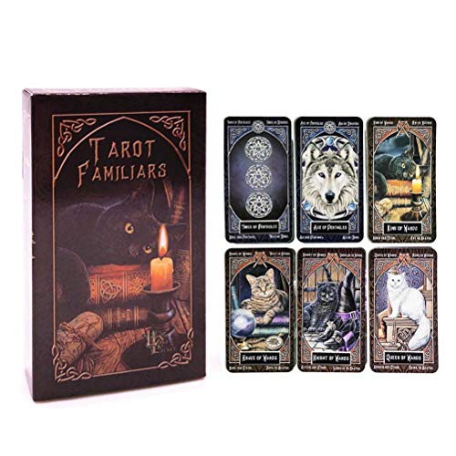 SYJH baraja Tarot Juego De Mesa De Cartas De Tarot Animal, Familiars Magia Portátil con Guía En PDF Jugar Al Póquer