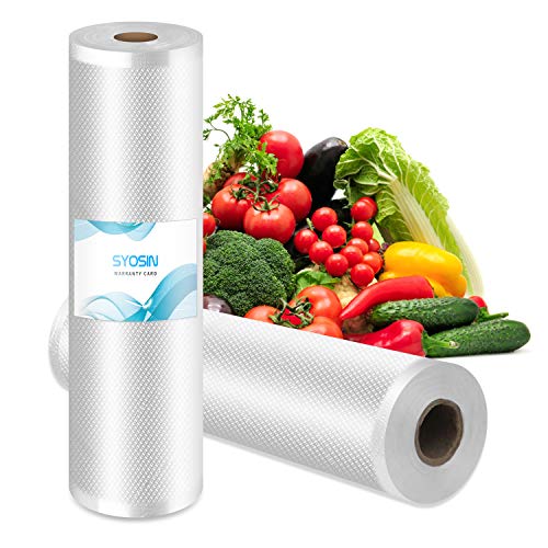 SYOSIN Rollos al Vacio para Envasadora al Vacío,2 Rollos 28 x 500cm,BPA Free, Bolsas de Vacío para Conservación de Alimentos para Varias Envasadora al Vacío