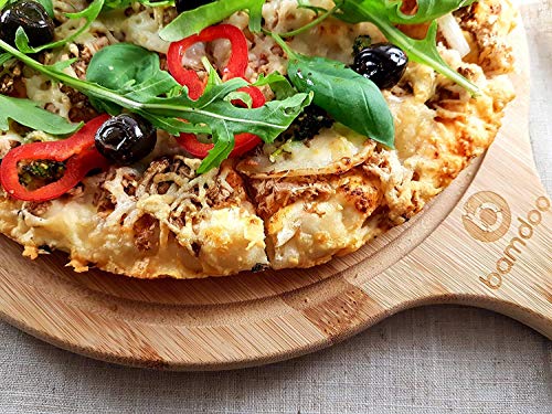 Tabla de pizza bambú - aproximadamente ø 30cm - Elegante Plato para pizza / Tablero de pastel caliente / Bandeja con asa