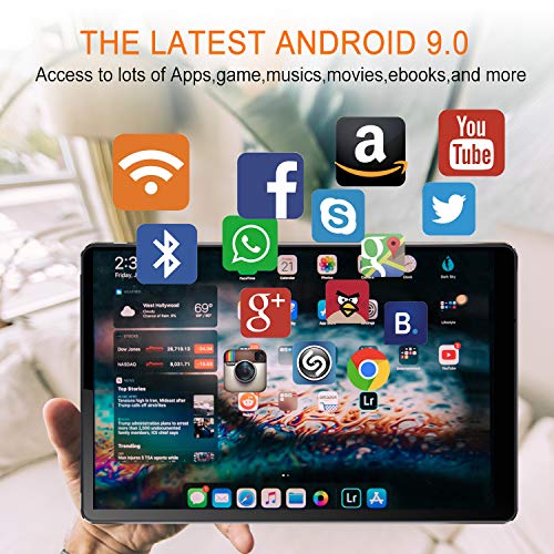 Tablet 10 Pulgadas Android 9.0 Ultrar-Rápido Tablets 4G Dual SIM / WiFi 4 GB RAM 64GB ROM 8000mAh Batería Quad Core (GPS, Bluetooth, OTG, Netfilix)
