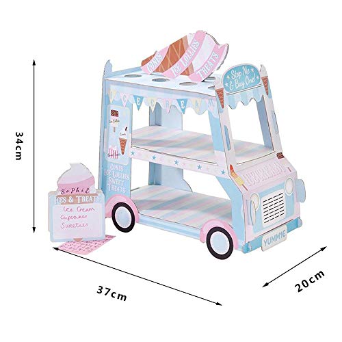 tackjoke Soporte para Pasteles, Decoración para Pasteles, Soporte para Pasteles en Forma de Carro de Papel Creativo, Bandeja en Forma de automóvil para Helados, para cumpleaños Fiesta