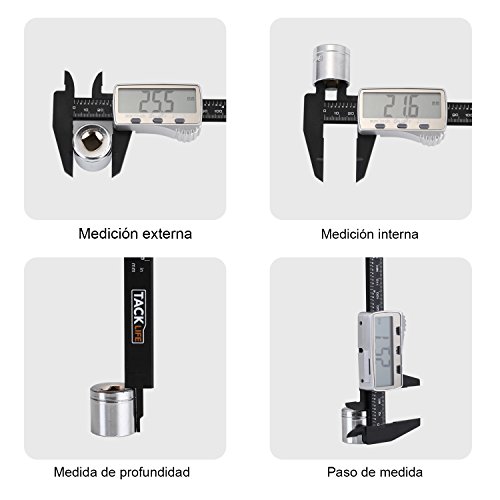 TACKLIFE-DC01-Calibre Digital de 0-150mm/ Pie de Rey Calibrador Micrómetro de pantalla LCD conversión métrica Vernier Digital Calibre diámetro interior, exterior, la profundidad y escalera