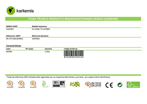 Tambor Karkemis remanufacturado KYOCERA DK-170 monoc. 100.000 pag.