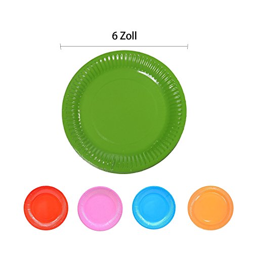 Tangger Juego de 100 Piezas Multicolores de Platos de Papel Desechables Ideales para Alimentos Fríos y Pastel de Postre, cumpleaños, Bodas, bautizos y Fiestas