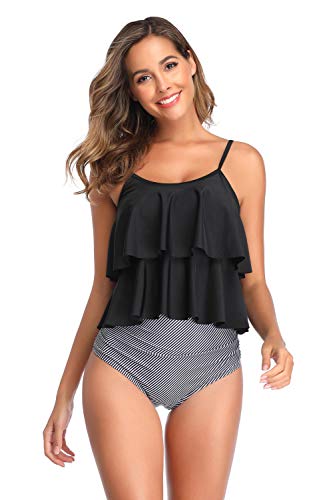 Tankini estampado tribal para mujer con boyshorts Racerback traje de baño de dos piezas