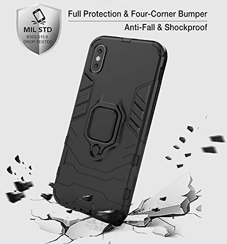 TANYO Funda Adecuado para OPPO A9 2020/A5 2020, PC+TPU Silicona Doble HíBrida Protección Carcasa, Tough Robusta Antigolpes Estuche con 360° Magnético Anillo Soporte Rojo