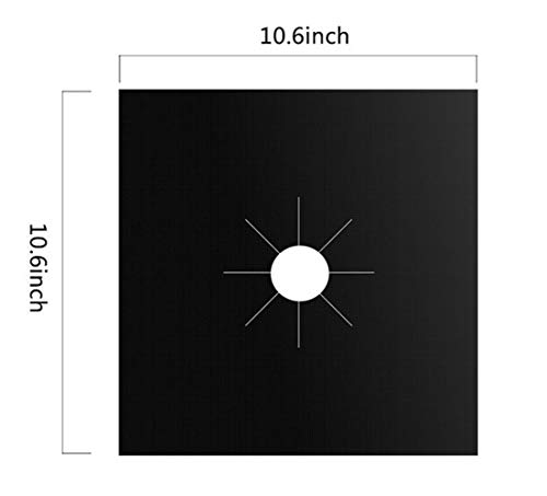 Taope Fundas para quemador de gas, protectores de rango de gas con aprobado por la FDA, reutilizables, antiadherentes, resistentes al calor, color negro, paquete de 8 (26,6 x 26,6 cm)