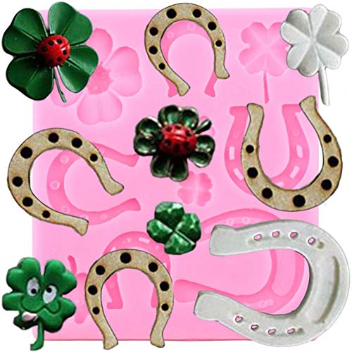 TAOYUE 3D Horse Shoe Moldes De Silicona Clover Ladybug Fondant Moldes DIY Herramientas De Decoración De Pasteles Candy Clay Chocolate Mould