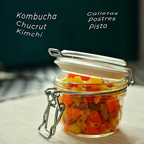 TAPAS & ENVASES RIOJA Botes Cristal Cocina Bote con Cierre hermetico con Tapa Bote para Alimentos menaje de Cocina con Cierre Manual de Aluminio Ideal para conservas Alimentos Kombucha (750 Ml)