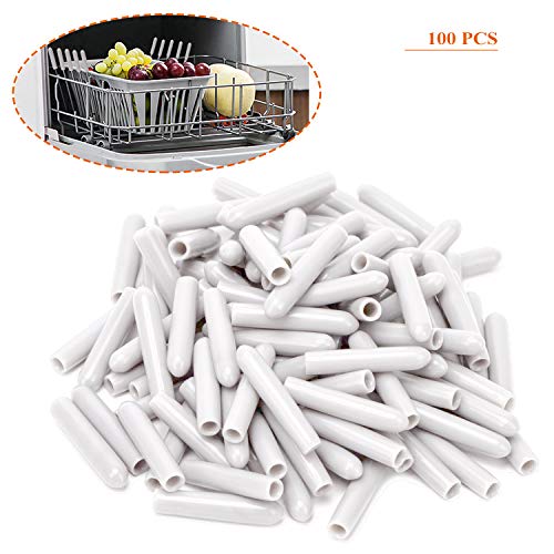 Tapas para Estante de Lavavajillas,100 Pack Universal Tapas Accesorios de Lavavajillas de PVC Puntas de Protección para Lavavajillas Cubierta de Dientes 1 Pulgada 3MM Diámetro Interior Blanco