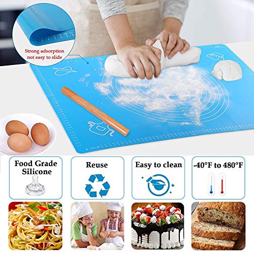 Tapete de Silicona para Hornear con Medidas, 29 * 26cm Espesador de repostería Rolling Mat Bakeware Liners Cooking Mat