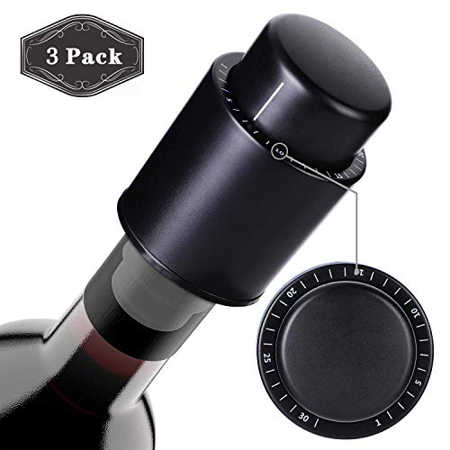 Tapones de Vino de Vacío de Acero, Tapón de Vino Vacío Con Escala de Fecha Tapón de Vino Seguro Tapón de Vino Sellado para un Almacenamiento más Prolongado