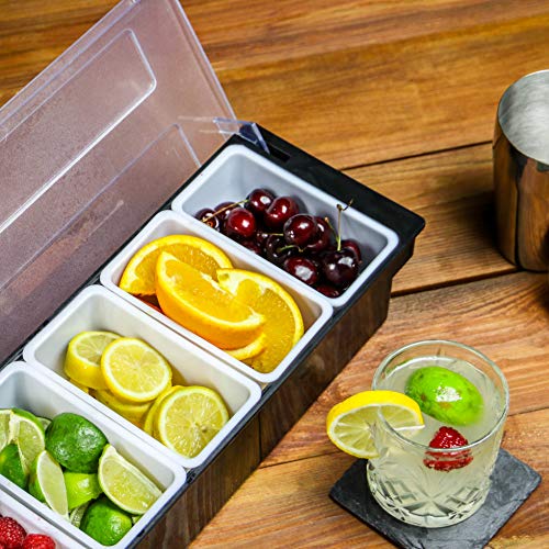 Tapper para condimentos de 6 compartimentos | Bandeja de frutas, guarnición y condimento | Caja para ingredientes de cocina | Pukkr