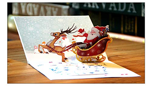 Tarjetas de Navidad, Deesospro® tarjeta 3D pop-up tarjeta de felicitación con hermoso papel cortado, regalo para Navidad, sobres incluidos, tarjeta de regalo de chrismas, Papá Noel