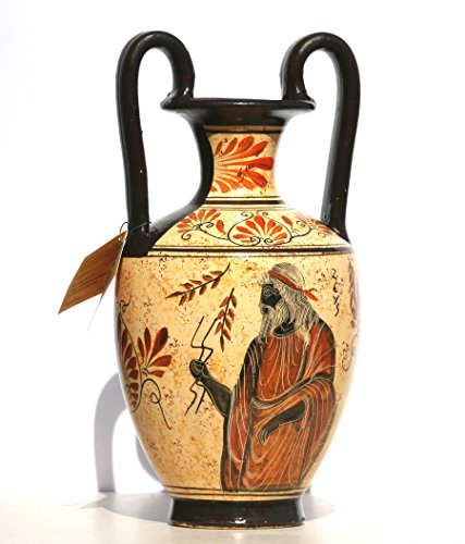 Tarro de Amphora Griego de cerámica Jarrón de pintura Diosa Athena Dios Zeus