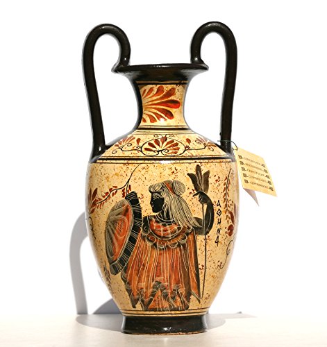 Tarro de Amphora Griego de cerámica Jarrón de pintura Diosa Athena Dios Zeus