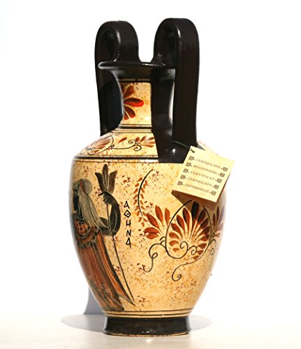 Tarro de Amphora Griego de cerámica Jarrón de pintura Diosa Athena Dios Zeus