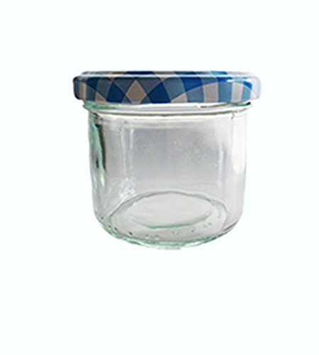 Tarro Juego de tarros vasos | cantidad 25 pieza | cantidad de relleno 125 ml, con Tapa de rosca Tapa de cuadros azules. 25 etiquetas NZ | para mermelada (presupuesto etiquetas etiquetar gläse