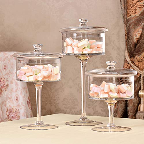 Tarro Pierna de Vidrio con Tapa, Cristal Botes de Almacenamiento de Caramelo Galletas Dulces Postre, Borrar Memoria Glass & Display Botes bufé Servidor para Bodas,B