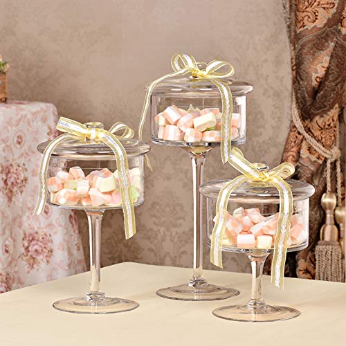 Tarro Pierna de Vidrio con Tapa, Cristal Botes de Almacenamiento de Caramelo Galletas Dulces Postre, Borrar Memoria Glass & Display Botes bufé Servidor para Bodas,B