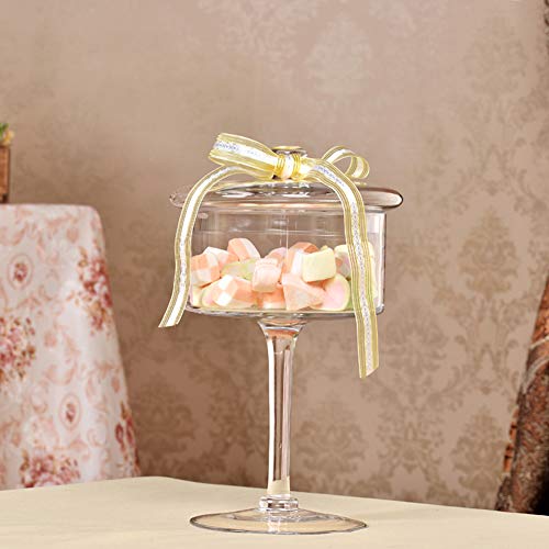 Tarro Pierna de Vidrio con Tapa, Cristal Botes de Almacenamiento de Caramelo Galletas Dulces Postre, Borrar Memoria Glass & Display Botes bufé Servidor para Bodas,B