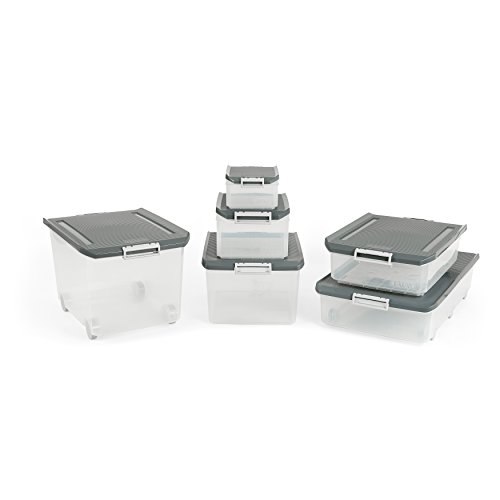 TATAY 1150022 - Caja de Almacenamiento Multiusos con Tapa, 35 l de Capacidad, Plástico Polipropileno Libre de BPA, Gris, 37,7 x 47,5 x 26 cm